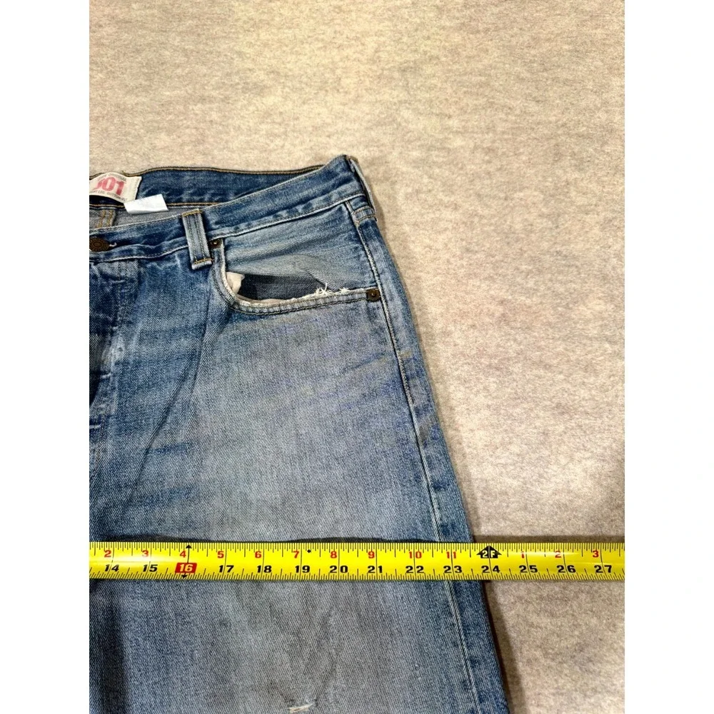 Levis 501 Original Fit Jeans Men 36x30 Blue Cotton Button Fly Straight Leg Denim